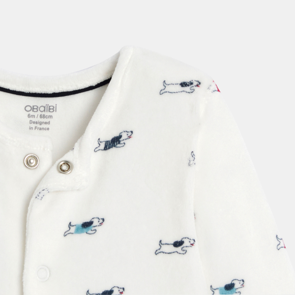 بذلة نوم "نم جيدًا"مخملية باللون الأزرق للأولاد الصغار (من قطعتين)